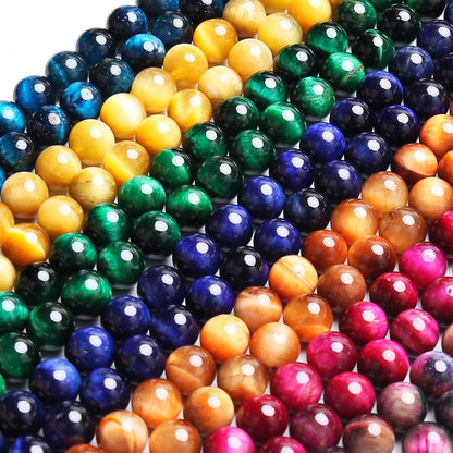 Natural Blue Tiger Eye Beads, Grade AAA Gemstone Round Loose Beads 10MM 40PCs Bulk Lot Options, Semi Precious Stone Beads for Jewelry Making
