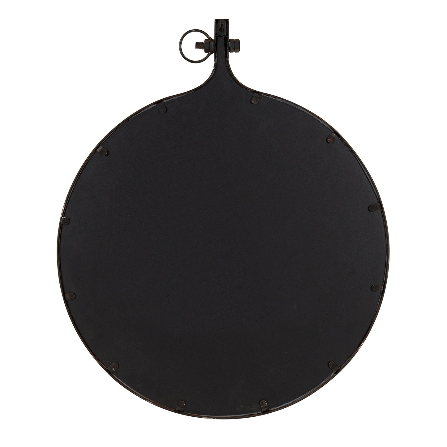 Kate and Laurel Yitro Round Industrial Rustic Metal Framed Wall Mirror, 23.5x28.5, Rustic Metal, Chic Industrial Accent Mirror for Wall