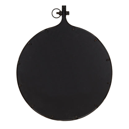 Kate and Laurel Yitro Round Industrial Rustic Metal Framed Wall Mirror, 23.5x28.5, Rustic Metal, Chic Industrial Accent Mirror for Wall