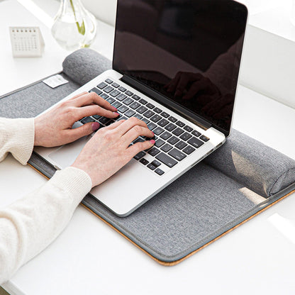 ergomi Lap Desk with Soft Cushion and Wrist Rest – Portable Laptop Desk for Bed, Couch & Home Office, Removable Mouse Pad & Anti-Slip Strip for 17 inch Laptop (Large, Wood Pattern)
