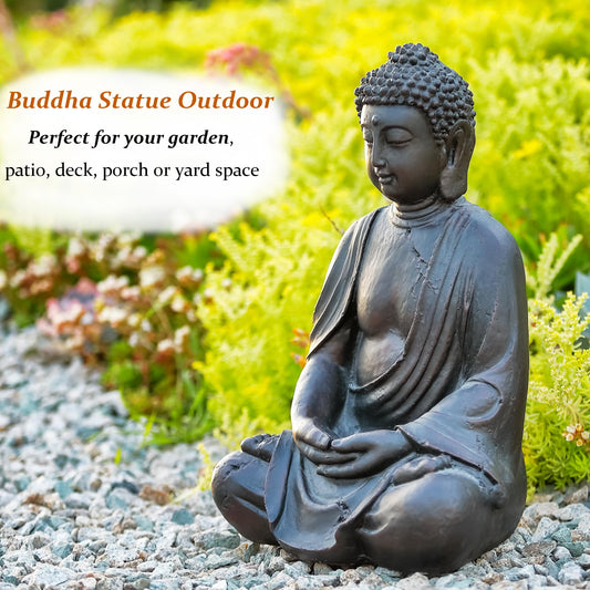 Phaxth 15" Buddha Statue Outdoor, Buddha Statues for Home Decor Indoor, Zen Decor Buda Garden Statues for Yard, Patio Gift