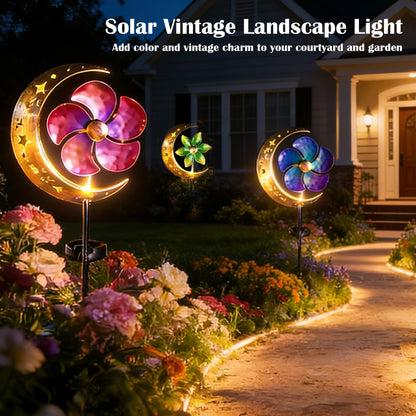 SunKite Spinner Windmill Moon Outdoor Lights Waterproof,Solar Moon Garden Light Outdoor Decorative Stakes Lights Yard Garden Patio Lawn Pathway Decoration Gifts Grandma Mom