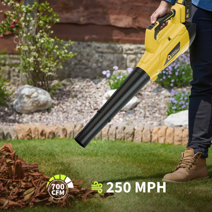 GarveeTech Electric Leaf Blower with Battery and Charger, Cordless Leaf Blower with 700CFM & 250MPH, 20V Handheld Battery Leaf Blowers for Lawn Care, Leaves Cleaning, Dust Blowing