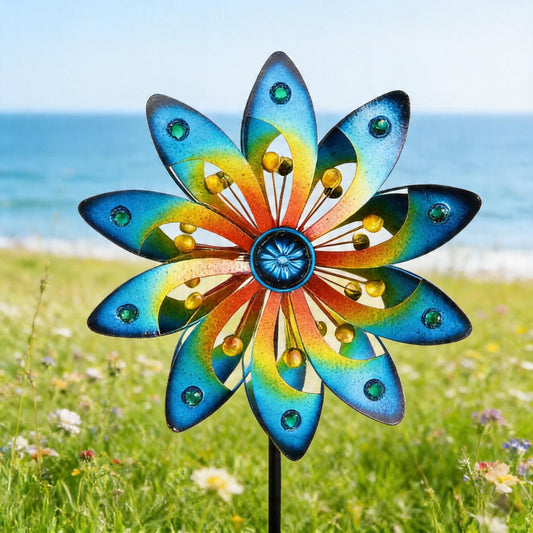 Metal Wind Spinner for Yard Decor Garden Windmill Outdoor Kinetic Wind Sculpture Dual Direction for Backyard Patio Lawn Homewarming Gift