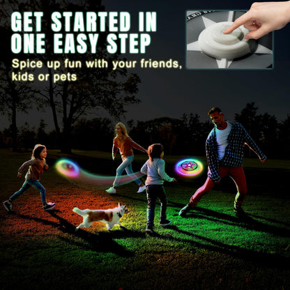 LED Flying Disc with Millions of Colors, Rechargeable & Water-resistant, 42 LEDs, 7+5 Light Modes, 175g Light Up Disc, Outdoor Toys for Kids Ages 4-8, Camping Equipment for Boys 8-12 Teens Men