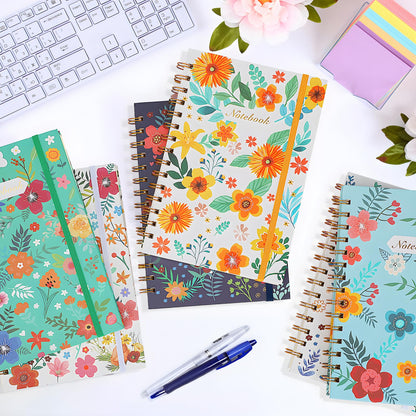 Coopay 6 Pack B5 Spiral Notebook Journal for Women, College Ruled Composition Notebooks Hardcover Spiral Journal, Cute Blooming Floral, Office School Business Supplies, 10.2" x 7.5", 160 Page