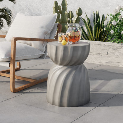 COSIEST Outdoor Side Table,Concrete Accent Side Table,Patio Side Tables End Table,Outdoor Accent Side Table Lightweight for Livingroom,Garden, Hourglass,Grey