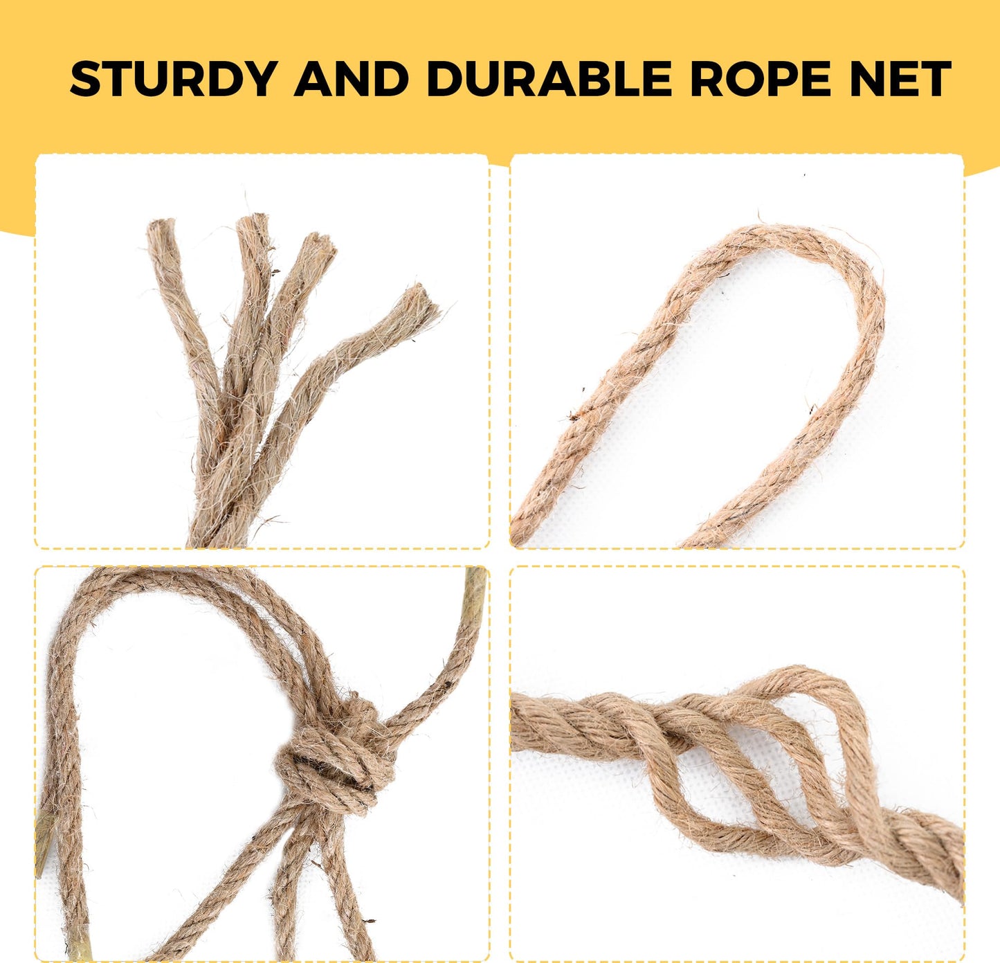 Jute Hemp Rope Net,Heavy Duty Natural Safety Rope Netting Balcony Stairs Fence Garden Playground Protection Net Indoor & Outdoor Decoration Rope Netting (6.5FT*16FT)