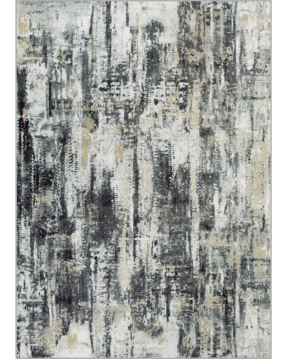 8x10 Area Rugs Washable Rug: Large Modern Abstract Living Room Rug Soft Anti-Skid Thin Carpet Indoor Floor Non-Shedding Carpets for Bedroom Dining Farmhouse Nursery Home Office Black Grey Gold