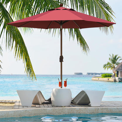 EliteShade USA 10-Year-Non-Fading 9Ft Market Patio Umbrella, UPF 50+ UV Protection Performance Sun Umbrella, Heavy Duty Commercial Grade Outdoor Table Umbrella with Crank & Tilt, Windproof Vented Top for Garden, Pool, Deck and Outdoor Playsets, Burgundy