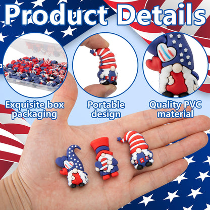 Watayo 60 Pcs 4th of July Mini Gnome Ornaments, Miniature Independence Day Patriotic Gnomes Decoration, Memorial Day Decor Stars and Stripes Gnomes Figurines for Party Gifts Home Table Decorations