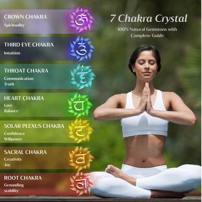 MYDAYS&DESIGN 18Pcs Crystals and Healing Stones Set in Rattan Box, 17 Raw Chakra Stones, 1 Amethyst Tree, Guide for Beginners, Meditation Yoga Home Decor, Healing Crystal Gifts for Women Mom Girl