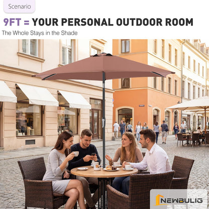 NEWBULIG 7.5FT Patio Umbrella, Outdoor Table Umbrellas with Push Button Tilt and Crank, 6 Sturdy Ribs, Waterproof, UV Protection and Fade Resistant, for Pool, Garden, Market, Backyard