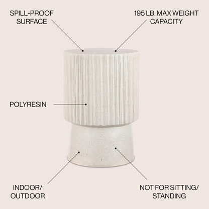 JONATHAN Y TBL1102B Louisa 19" Modern Art Deco Tambour Indoor/Outdoor Accent Table Art Deco, Minimalist, Contemporary, Bohemian, Mid-Century, Patio, Garden, Bathroom,Living Room, Cream Terrazzo Finish