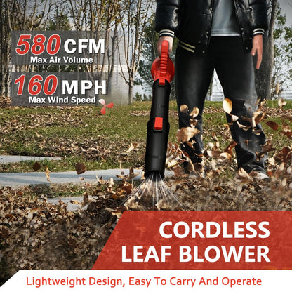 Leaf Blower Cordless for Milwaukee M18 Battery(No Battery) - 580CFM & 6 Speed Levels, Electric Brushless Cordless Handheld Blower for Town Care, Patio, Blowing Leaves and Snow (Black & Red)