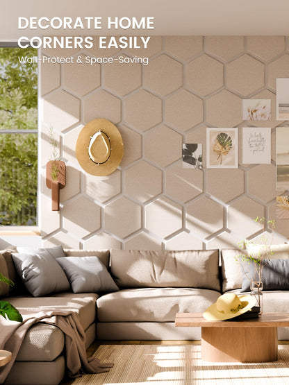 Fluxynara Hexagon Cork Board Alternative for Walls Decor-8-Pack Felt Bulletin Board Tiles,with 30 Pushpins,50 Adhesive Tabs for Office,Classrooms & Home Pin Board Felt Board-Oatmeal