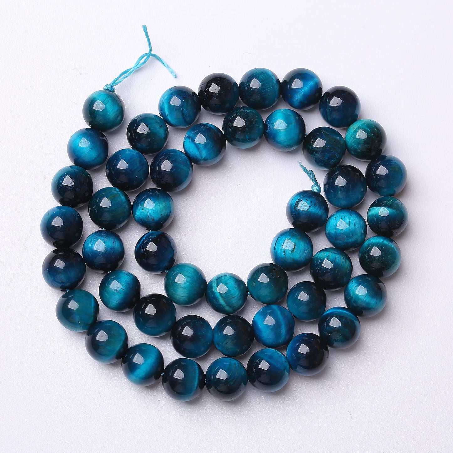 Blue Tiger Eye Gemstone Loose Beads Natural Round Loose Stone Beads for Jewelry Making DIY Bracelet Necklace Earrings 8mm 48pcs 1 Strand 15" (Blue Tiger Eye, 8mm)