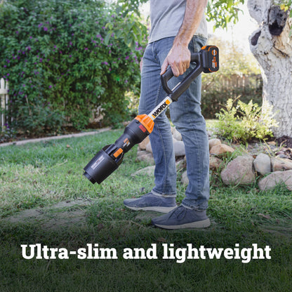 WORX Nitro Cordless Leaf Blower, Electric Blower with 410 CFM & 130 MPH, Blowers for Lawn Care with 3.8 Lbs, 4.0 Ah Battery & Charger Included, WG543