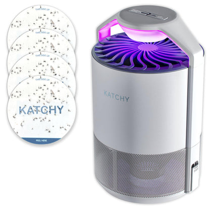 Katchy Indoor Fly Trap– Catcher & Killer for Mosquito, Fruit Fly, Gnat & Small Moth – Non-Zapper Trap with Fan Suction & Blue UV Light – Ideal for Indoor Spaces, Kitchen & Plants (Original, White)