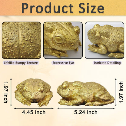 KISWIAR Gold Resin Frog Toad Sculpture, Resin Toad Figurine Wall Hanging Decor, Feng Shui Decoration for Office, Desktop and Garden (Toad)