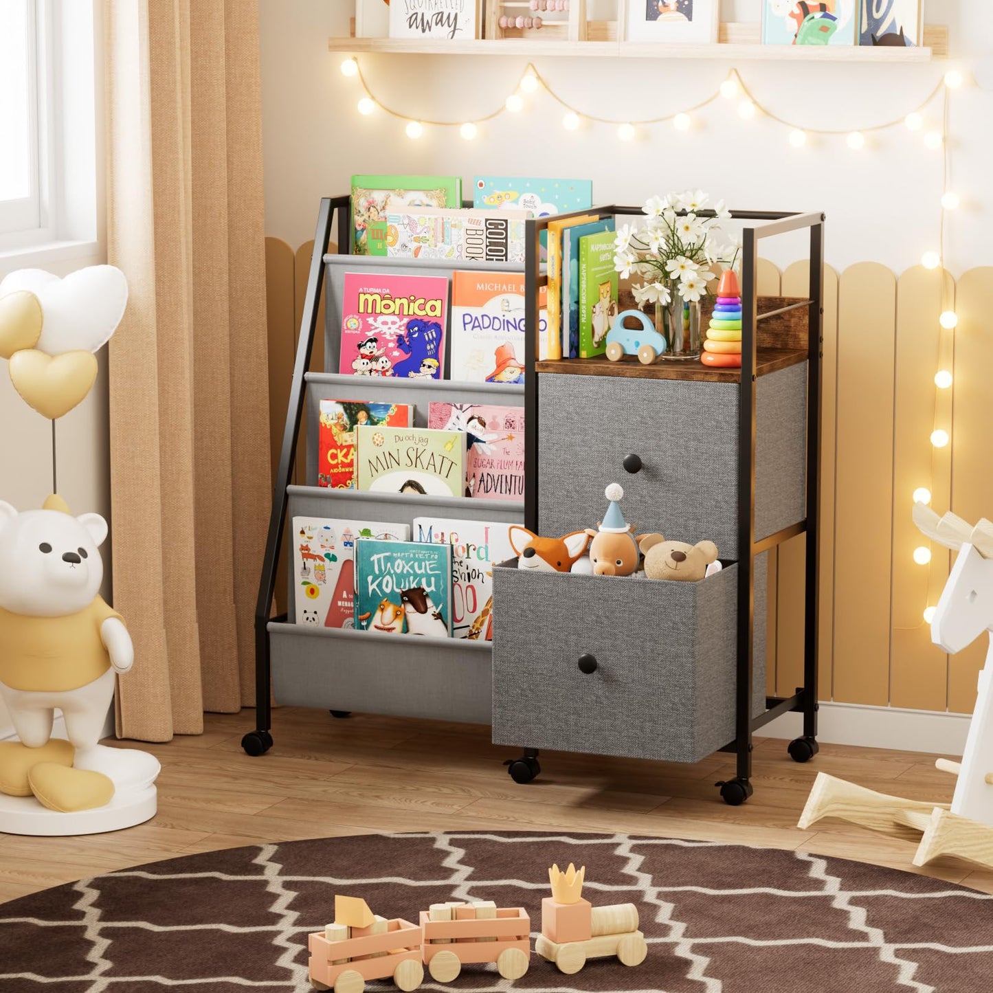 Modanais Book Shelf for Kids Rooms, Toddler Bookshelf Baby Bookcase with Kids Storage for Nursery, Bedroom, Playroom, Easy Assembly (Black)