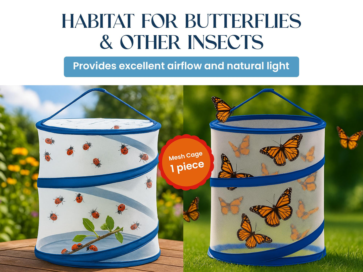Pop-up Insect and Butterfly Habitat Mesh Cage 11"x12" Clear See Through Butterfly Cage