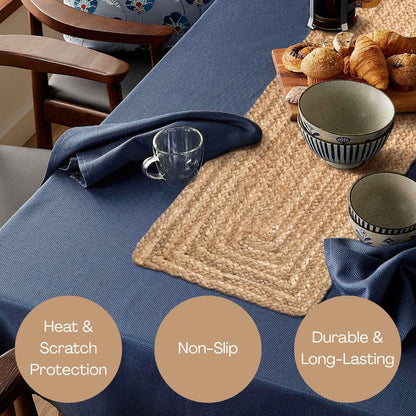 UNIQINNOW Farmhouse Jute Burlap Braided Table Runner 36 inches Long, 13x36 Natural Jute Braided Table Linens, 100% Jute Handcrafted Rustic Vintage Dining Table Runner Natural