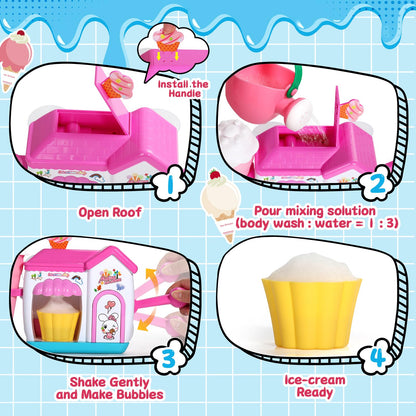Bath Toys for Kids Ages 4-8 3-5 Toddler Bath Toys Bathtub Ice Cream Foam Maker Bubble Pretend Cake Play Set Water Toys Birthday Gifts for 2-4 5 6 Year Old Girls Boys