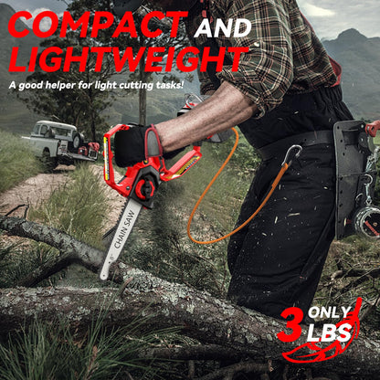 Mini Chainsaw for Milwaukee Battery, 8-Inch and 6-Inch 2-in-1 Cordless Electric Chainsaw with Brushless Motor and Auto-Oiler, 800W Hand Chainsaw for Tree Pruning Wood Cutting (No Battery)
