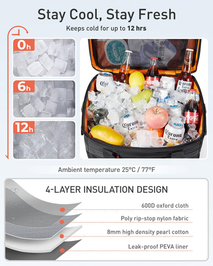 TOURIT Soft Sided Cooler Bag Insulated 48/60 Cans, Large Collapsible & Leakproof Ice Chest for Picnic, Beach, Camping, Travel