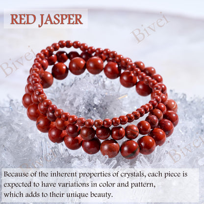 Bivei Red Jasper-Strong Base-6mm Beaded Bracelets for Women Handmade Semi Precious Natural Stone Stretch Elastic Jewelry for Women Yoga Protection Gifts
