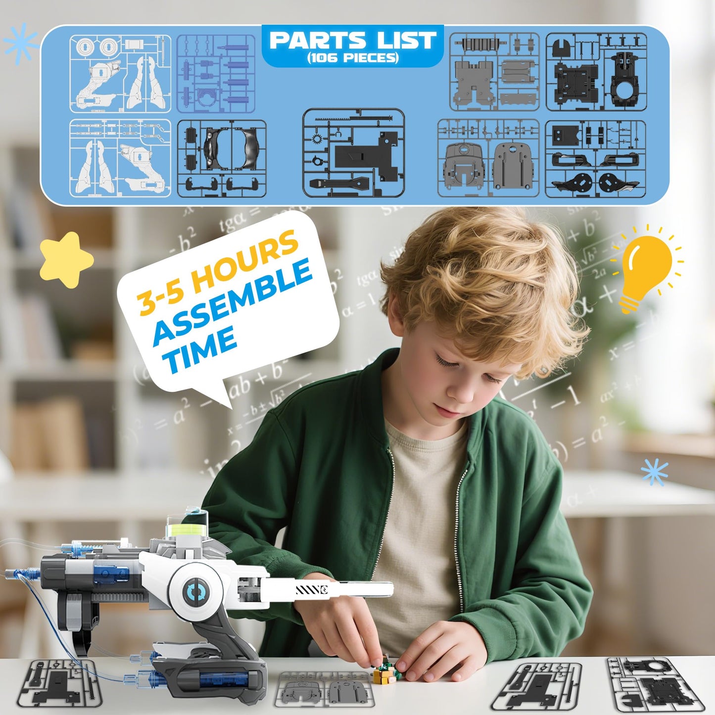 SMIESSKIDDO Robotic Mechanical Hand STEM Toy for Kids 8 9 10 11 12 13 14 | Parents Choice Award Winner | Kids Birthday Gift | DIY Engineering Kit for 8-14 Years Old Boys & Girls - White