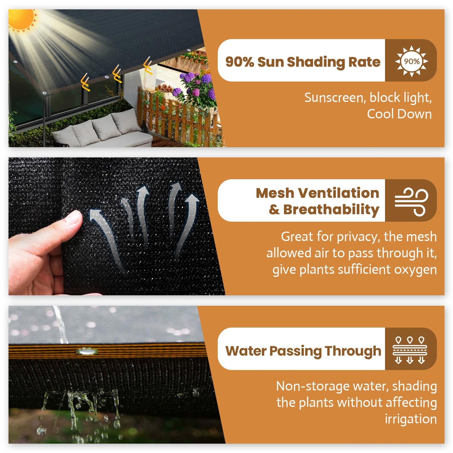 Riare 90% Black Shade Cloth- 20 x 20 FT Sunblock Garden Shade Cloth, Sun Shade Mesh Tarp with Reinforced Grommets for Greenhouse, Garden, Patio, Backyard, Plants, Pergola, Chicken Coop
