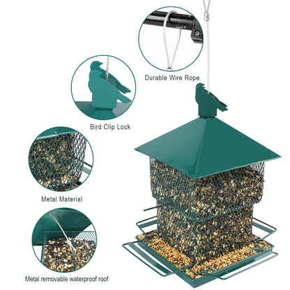 Bird Feeders for Outdoor Hanging, Heavy Duty Metal Bird Feeder, 6lb Large Capacity, Supports Cardinal, Finch, Blue Jay and Wild Birds