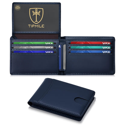 Tipmile Wallet for Men Slim RFID Blocking Credit Card Holder, Minimalist Men Wallets 12 Cards with 2 ID Windows & Cash Slot, Bifold Front Pocket Wallet Gifts for Men