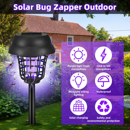 Solar Bug Zapper Outdoor Waterproof Solar Powered Mosquito Zapper Repellent Outdoor Patio,Cordless & Auto On/Off, Purple or White Light,Small Fly Insect Zappers for Garden Backyard for Outside,4 Pack