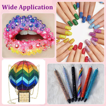 34000Pcs Resin Jelly Rhinestones for Bedazzling, Multicolor 3mm Flatback Gems for Diamond Art, Bedazzler Kit with 3Pcs 10ml B7000 Jewelry Glue for Bedazzle Thing Crafting Book Nail Art