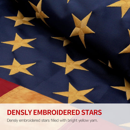 ANLEY Vintage Style Tea Stained American Flag 3x5 Foot - Embroidered Stars and Sewn Stripes - 4 Rows of Lock Stitching - Antiqued US National Banner Flags with Brass Grommets 3 X 5 Ft