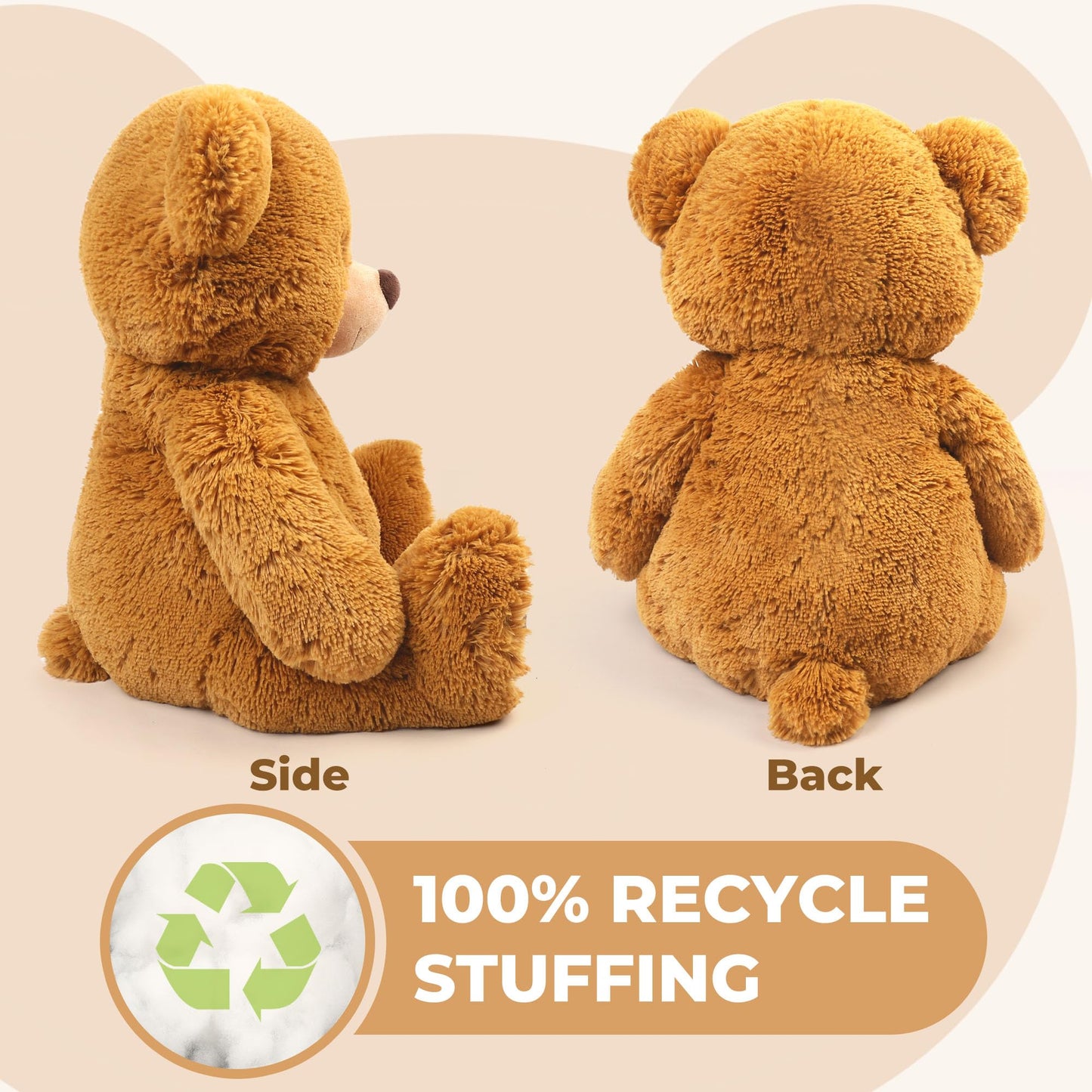 LotFancy 20'' Teddy Bear Stuffed Animals, Soft Cuddly Cute Plushies, Plush Toys with Footprint Design, Stuffed Animals for Girls Kids Baby Toddlers, Baby Shower Easter Birthday Gift Decor, Brown