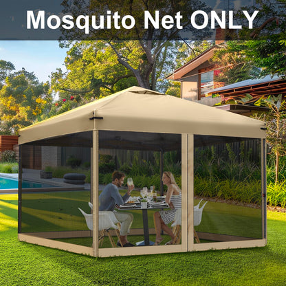 Canopy Mosquito Net for 10x10 Pop up Canopy Gazebo Tent, Replacement Netting Screen Mesh Sidewalls for Patio, Backyard, Camping, Outdoor Use (Net Only,Frame Not Included) (Sand)