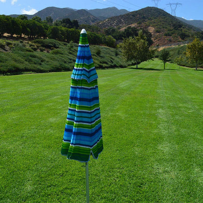 Impact Canopy 8' Beach Umbrella, UV Protected, Vented, Tilt Pole, Sand Anchor, Carry Bag, Blue/Green