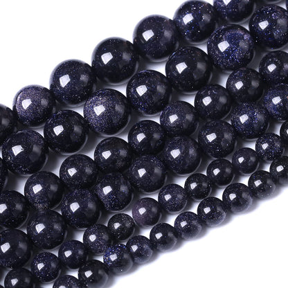 36PCS 10MM Natural Blue Sand Stone Beads Energy Healing Beads for DIY Jewelry Bracelet Necklace Making for Jewelry Making15Inch