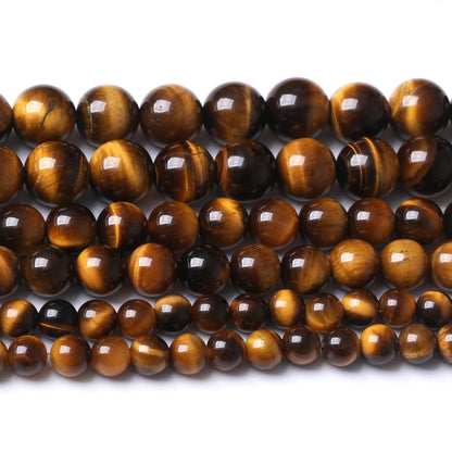 Natural Yellow Tiger Eye Stone Beads for Jewelry Making DIY Bracelet Necklace Jewelry Making 1 Strand 15.5inch 35PCS 10MM