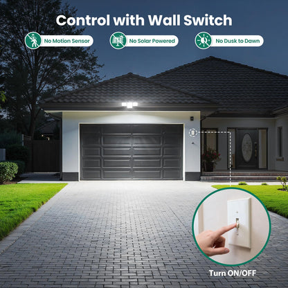 omibee 70W 7000LM LED Flood Lights Outdoor, Switch Controlled Security Lights with 4 Heads, Adjustable Heads, 6500K Daylight IP65 Waterproof Outside Wall Light for Backyard, Yard, Garage, Patio