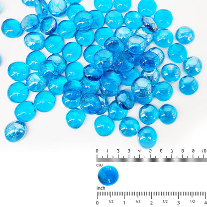 Kleuete 10 Pound Fire Pit Glass 1/2 Inch Reflective Round Fire Glass Drops Beads Rocks for Natural or Propane Fire Pit and Landscaping Pacific Blue