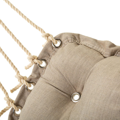 Hatteras Hammocks Cast Ash Sunbrella Tufted Single Swing – 300 lb Capacity, Indoor/Outdoor, Cumaru Spreader Bar – Handcrafted in The USA