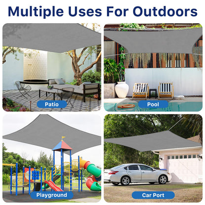 RoomHacks 10'x13' Sun Shade Sail, UV Protection Outdoor Shade, Curved Tear Resistant Heavy Duty Sun Shade for Patio Garden, Backyard, Deck, Car Port, Playground, (Grey)