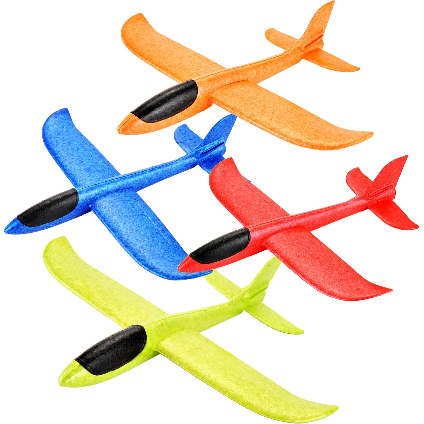 PowerTRC 4 Pack Large 17.5” Foam Airplanes for Kids, 2 Flight Modes, Styrofoam Glider Planes, Throwing Flying Foam Airplane, Outdoor Sports Game Toys, Birthday Gifts for Girls 3-12 Years Old Boys