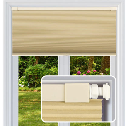 FabuBlinds Cordless Cellular Shades, No Drill No Tools Honeycomb Window Blinds, Blackout Light Blocking Cellular Shades for Window, Thermal Insulation Blinds, Easy to Install, Light Cream 27"W x 48"H