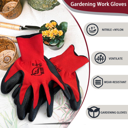 WHEATHUSK 120 Pairs Gardening Work Gloves Bulk for Men Women, Breathable Nitrile Rubber Coated Garden Gloves Dipped Gripping Outdoor Working Gloves for Construction, Gardening, 9.1 Inch